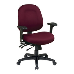 Burgundy Multi-Function Executive Office Chair with Seat Slider & Titanium Finis - Office Chairs