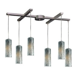 Elk Lighting - Maple 6-Light Pendant, Satin Nickel With Maple Dusk Glass - Pendant Lighting