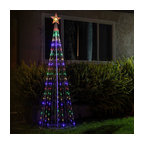 86"H Indoor Artificial Christmas Tree with Multi-Colored Lights and Star Topper