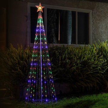 86"H Indoor Artificial Christmas Tree with Multi-Colored Lights and Star Topper