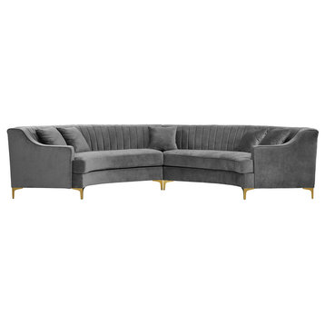 Jackson Velvet Upholstered 2pc. Sectional, Gray