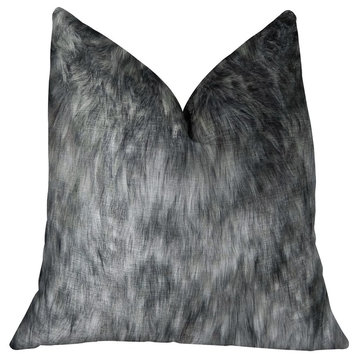 Wild Gray Wolf Gray White Handmade Luxury Pillow, 22"x22"