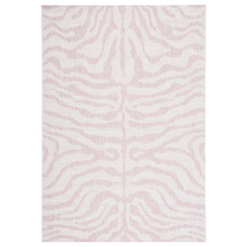 Safavieh Courtyard Collection CY8444 Indoor-Outdoor Rug, Ivory/Pink, 5' 3"x7' 7"