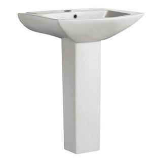 Ondine White Pedestal Bathroom Sink Combo with Overflow Hole