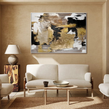 Framed artwork for living room "Golden Fragments II"