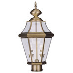 Livex Lighting - Livex Lighting 2264-01 Georgetown - 2 Light Outdoor Post Top Lantern in Georgeto - The Georgetown looks to add regal elegance to yourGeorgetown 2 Light O Antique Brass Clear  *UL: Suitable for wet locations Energy Star Qualified: n/a ADA Certified: n/a  *Number of Lights: 2-*Wattage:60w Candelabra Base bulb(s) *Bulb Included:No *Bulb Type:Candelabra Base *Finish Type:Antique Brass