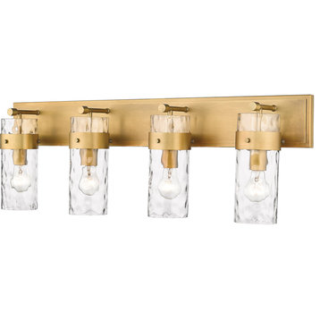 Fontaine 4 Light Vanity, Rubbed Brass