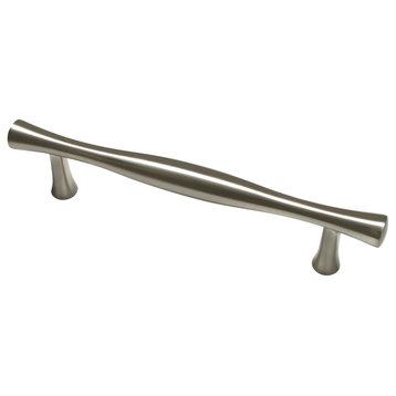 Bamboo Style 3-25/32" Center to Center 5-3/32" Long Brushed Nickel Cabinet Pull