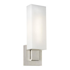 Kisdon Wall Sconce in Satin Nickel with White Glass, 120V