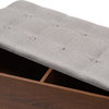 Merrick Oak and Dark Brown Wood Entryway Storage Gray Fabric Cushioned Bench