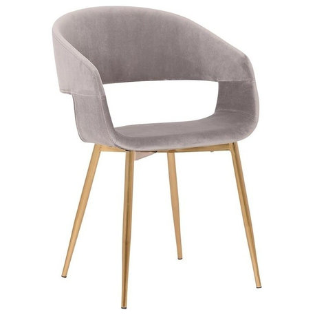 Jocelyn Mid-Century Dining Accent Chair, Gray With Gold Legs