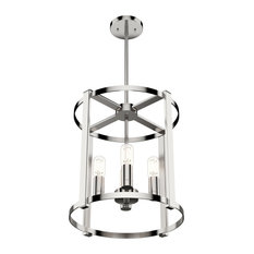 Hunter Astwood Collection 4-Light Lantern Chandelier, Polished Nickel