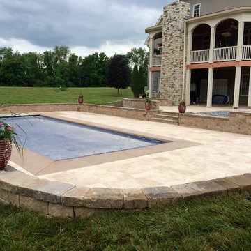 Travertine Pool + Patio Lounge + LED Lighting
