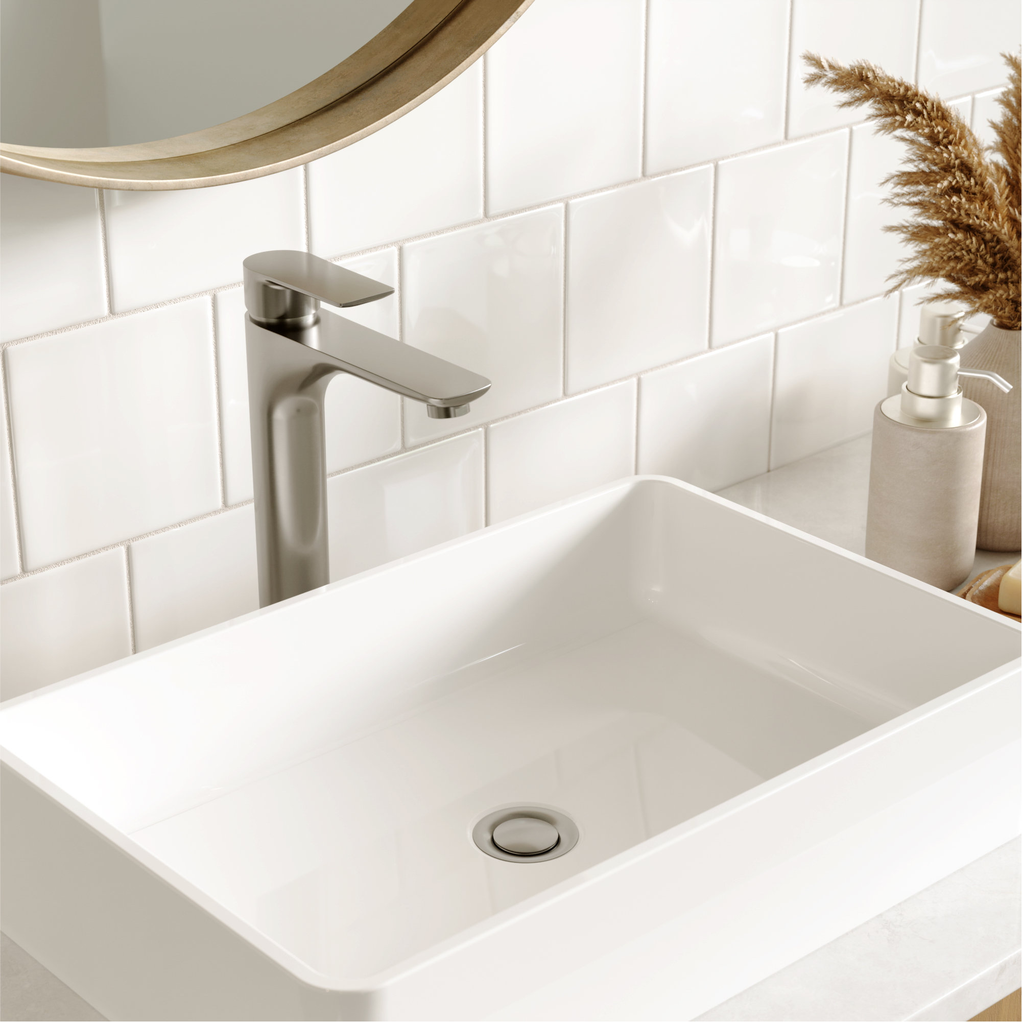 Karran KBF422 1-Hole 1-Handle Vessel Faucet With Pop-up Drain, Stainless Steel