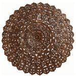 Asiana Home Decor - Round Lotus Flower Wood Carved Wall Plaque Home Decor, Brown, 48"x48" - Round carved wood floral wall décor with center lotus flower. Tropical/Coastal large decorative carved wood wall art plaque. Perfect for large wall decoration. Floral wall art that will add beauty to any room. Creating luxurious decorative designs from traditional to contemporary home. Bring warmth and character to any room in your home.Made from teak wood. A product of Thailand that expresses a wonderful home decorative ambiance.