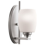 Kichler Lighting - Kichler Lighting 5096NI Eileen 1-Light Wall Sconce, Brushed Nickel - Named after famed furniture designer Eileen Gray,Eileen One Light Wal Brushed Nickel White *UL Approved: YES Energy Star Qualified: n/a ADA Certified: n/a  *Number of Lights: Lamp: 1-*Wattage:100w A19 Medium Base bulb(s) *Bulb Included:No *Bulb Type:A19 Medium Base *Finish Type:Brushed Nickel