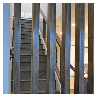 Fully Custom Staircase Rail with Vertical Ceiling Slats - Staircase ...