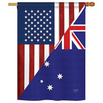 Breeze Decor - US Australia Friendship Flags of the World, Everyday Vertical House Flag 28"x40" - US Friendship House Flag