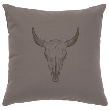 Image Pillow 16x16 Bull Skull Cotton Chrome