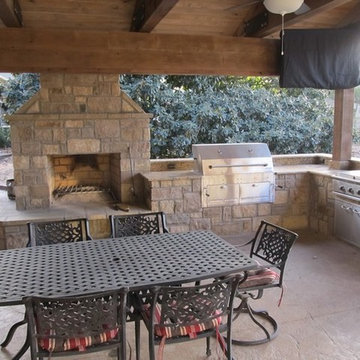 Charcoal Grill Kitchen with Fireplace