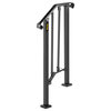 Wrought Iron Handrail Outdoor Stair Rail with Installation Kit, Black, Fit 1-2 Steps