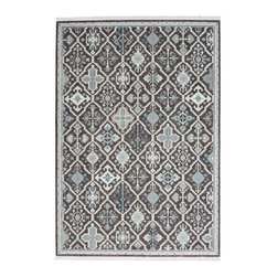 Nourison - Nourison Lennox LEN02 Area Rug, Charcoal/Ivory/Blue, 5'3" x 7'3" - Area Rugs