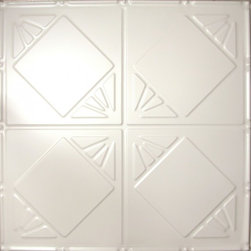 1205 Tin Ceiling Tile - White - Checkered Deco - Ceiling Tile