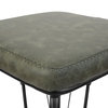 Millard Modern Leather Cushion Bar Stool, Metal Frame Set of 2, Olive Green