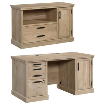 Home Square 2-Piece Set with Double Pedestal Desk & Small Filing Cabinet