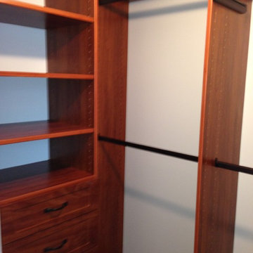 Summer Flame Shaker Style Master Closet with Stained Wood Edges