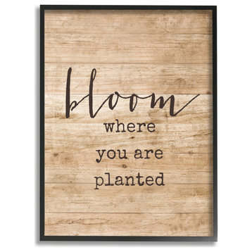 Stupell Industries Bloom Where You're Planted, 11"x14", Black Framed