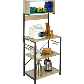 VEVOR 4-Tier Kitchen Bakers Rack Storage Shelf With Cabinet Microwave Oven Stand