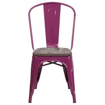 Flash Furniture Metal Dining Side Chair in Purple
