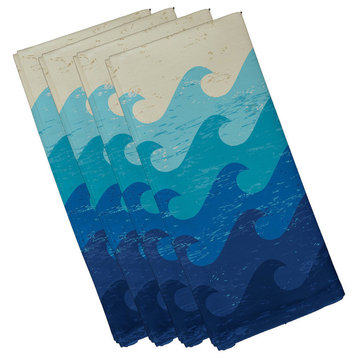 Deep Sea, Geometric Print Napkin, Blue, Set of 4
