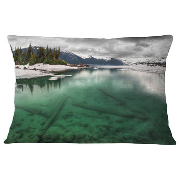 Crystal Clear Lake and Mountains Landscape Printed Throw Pillow, 12"x20"