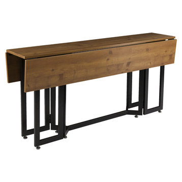 Driness Drop Leaf Console to Dining Table - Oak with Black