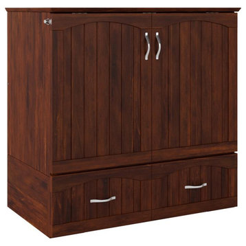 Southampton Twin XL Murphy Bed Chest with Mattress and Built-in Charger Walnut