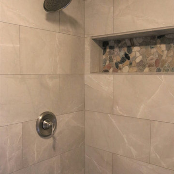 Shower Surround Master Bathroom Remodel with Pebbles