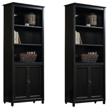 (Set of 2) Wooden Library Bookcase in Estate Black