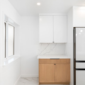 Modern Oak and White Kitchen Remodel with Waterfall Island | The Cabination
