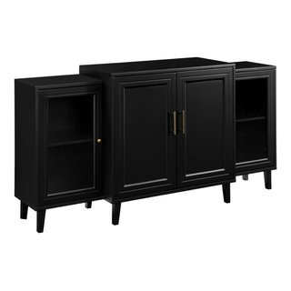 62" 4-Door Tiered Modern Sideboard, Black - Transitional - Buffets And  Sideboards - by Walker Edison | Houzz