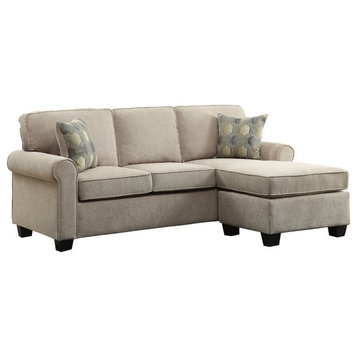 Lexicon Clumber Wood Reversible Sofa with Chaise in Sand