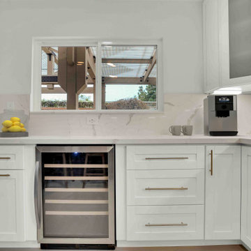 Laguna Niguel Kitchen Remodel: Stylish Beverage Center with Wine Fridge
