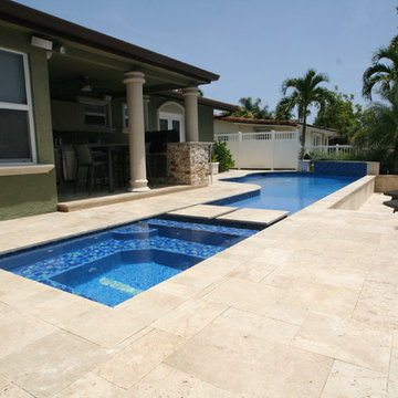 Remodeled Custom Swimming Pool and Spa with Fountain Feature in Pompano Beach