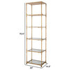 Benzara BM285111 71" Shelf, Design, 5 Glass Shelves, Iron Frame, Gold Finish