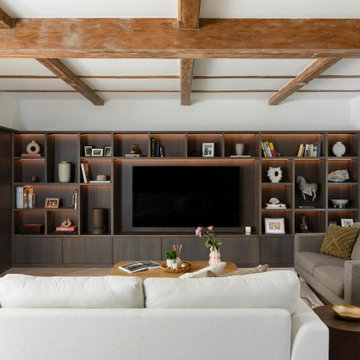 Bespoke fitted media wall for living room in Sutton, Surrey