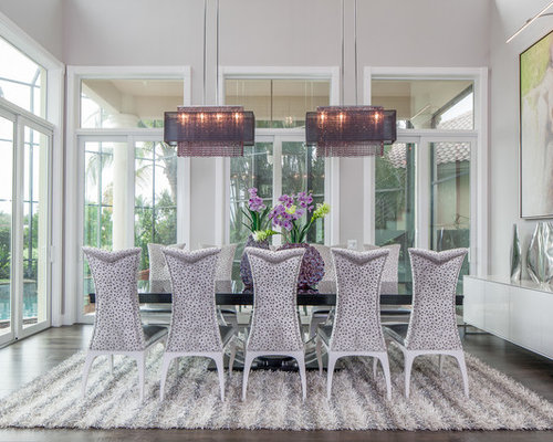 Contemporary Dining Room Design Ideas, Remodels & Photos with Gray Walls