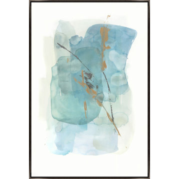 30x45 Aquarela Azul I, Framed Artwork, Espresso
