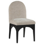 Meridian Furniture - Waldorf Chenille Upholstered Dining Chair, Black, Chenille, Natural Finish, Beige, Side Chair, Chenille Fabric, Black Finish - The Waldorf Chenille Fabric Dining Side Chair exudes elegance and comfort. Crafted with solid ash wood, this dining chair boasts a sturdy and durable construction. The black finished legs provide a sleek and welcoming touch to the overall design. The plush beige chenille fabric on the seat and backrest of the chair offers a soft and cozy seating experience, making it an ideal choice for long dinner conversations with family and friends.