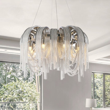 Luxury Vintage LED Chandelier Luxury With Thin Chains, 23.6x15.7", Cool Light